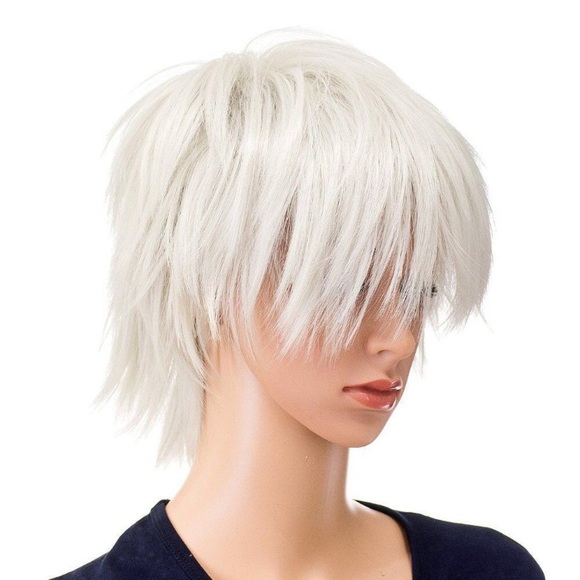 SHORT Anime Cosplay Wig++Unisex Fashion Wig, White main image 4